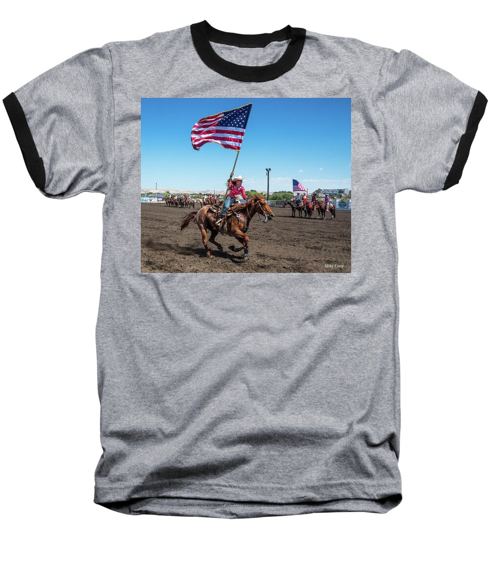 Flag Baseball T-Shirt featuring the photograph Long May It Wave by Mike Long