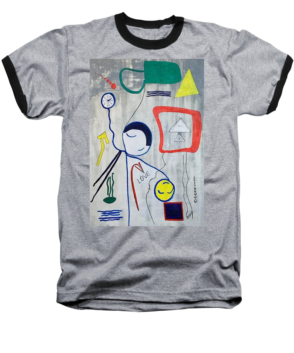 Abstract About Time And Love Baseball T-Shirt featuring the painting Love is the Answer by Barbara Anna Knauf