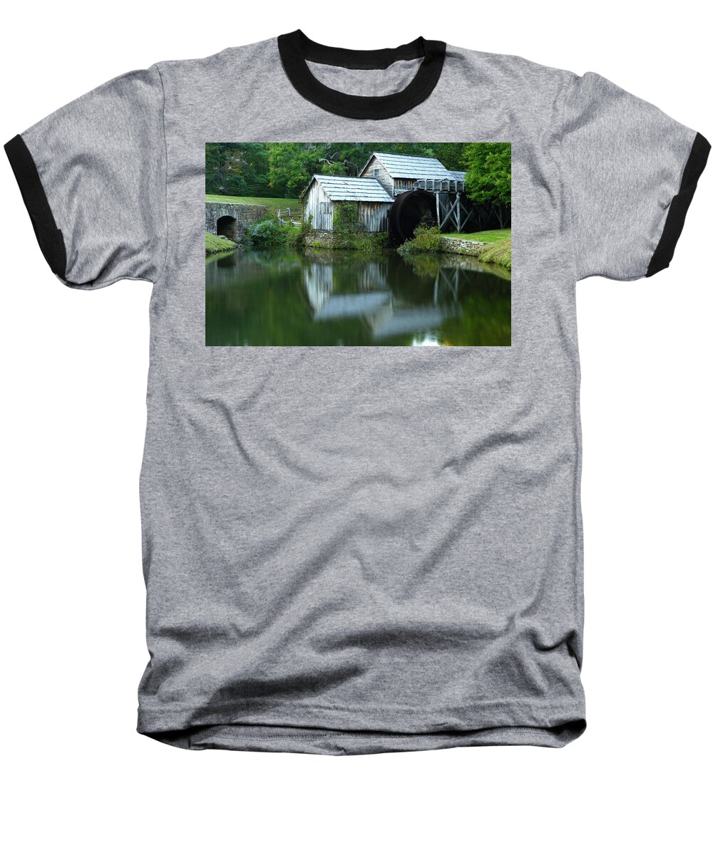 Virginia Baseball T-Shirt featuring the photograph Mabry Mill by Eric Foltz