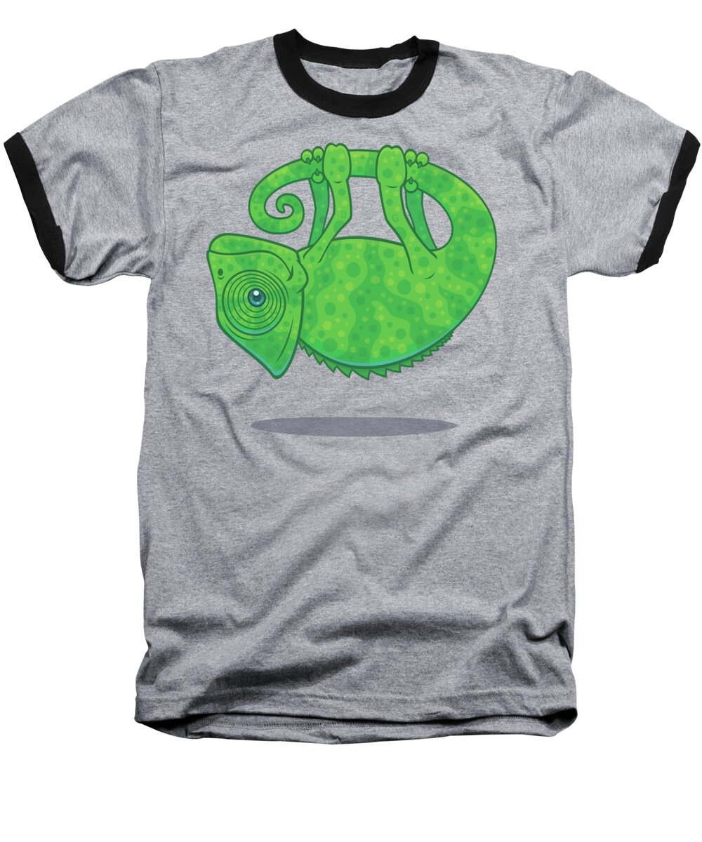Chameleon Baseball T-Shirt featuring the digital art Magical Chameleon by John Schwegel