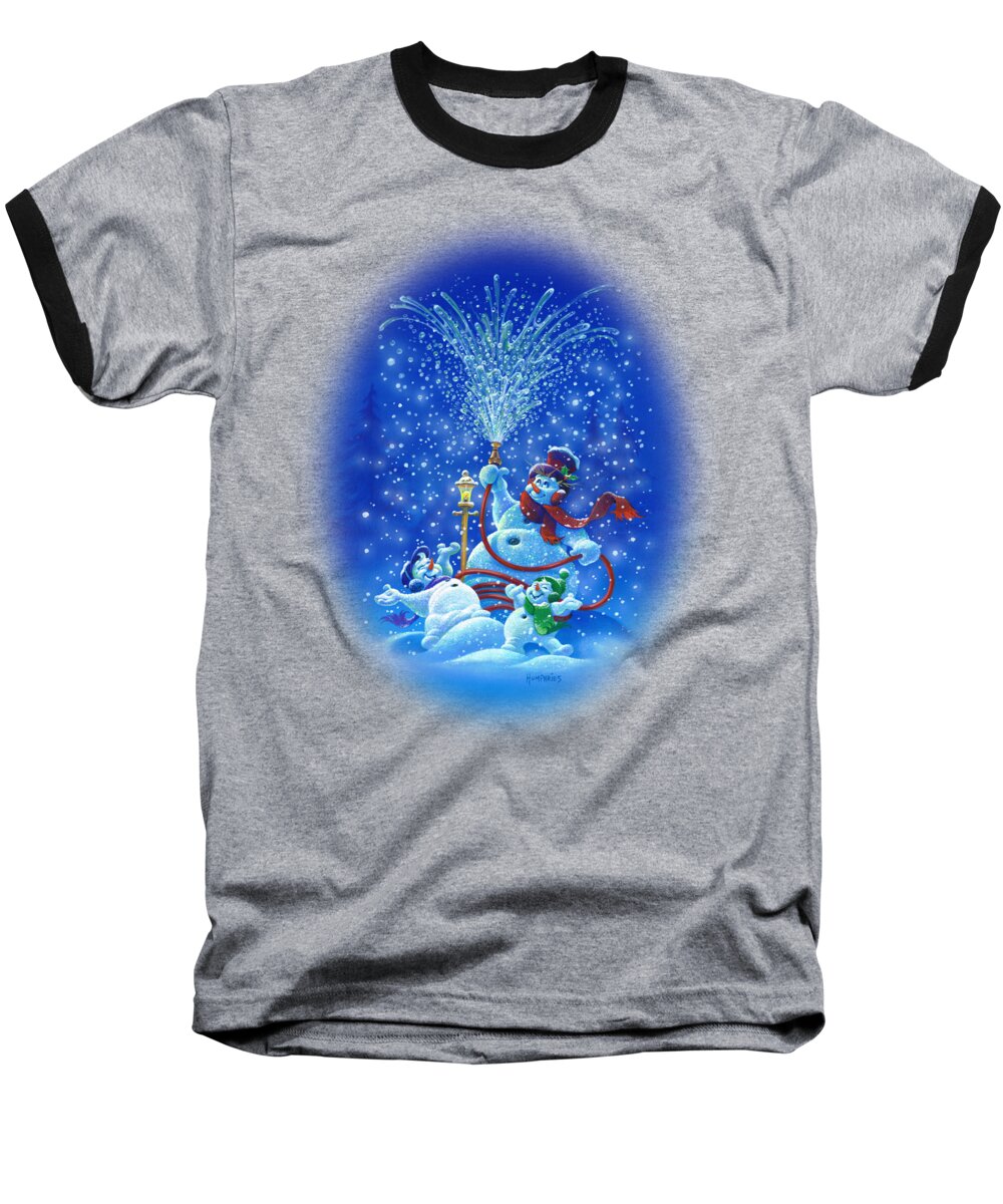 Michael Humphries Baseball T-Shirt featuring the painting Making Snow by Michael Humphries