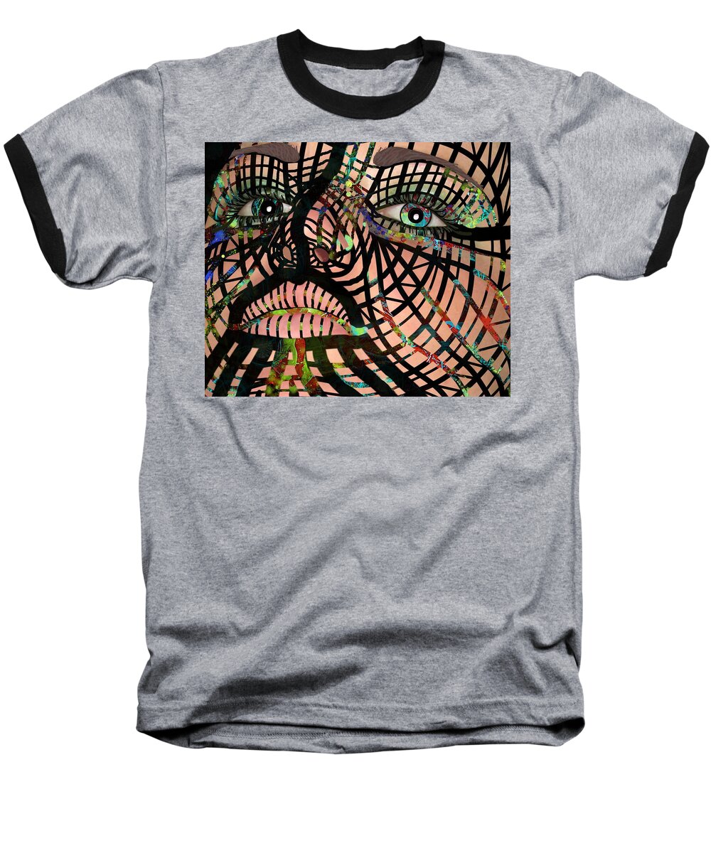 Mask Baseball T-Shirt featuring the mixed media Mask I Am So Much More Than You See by Joan Stratton