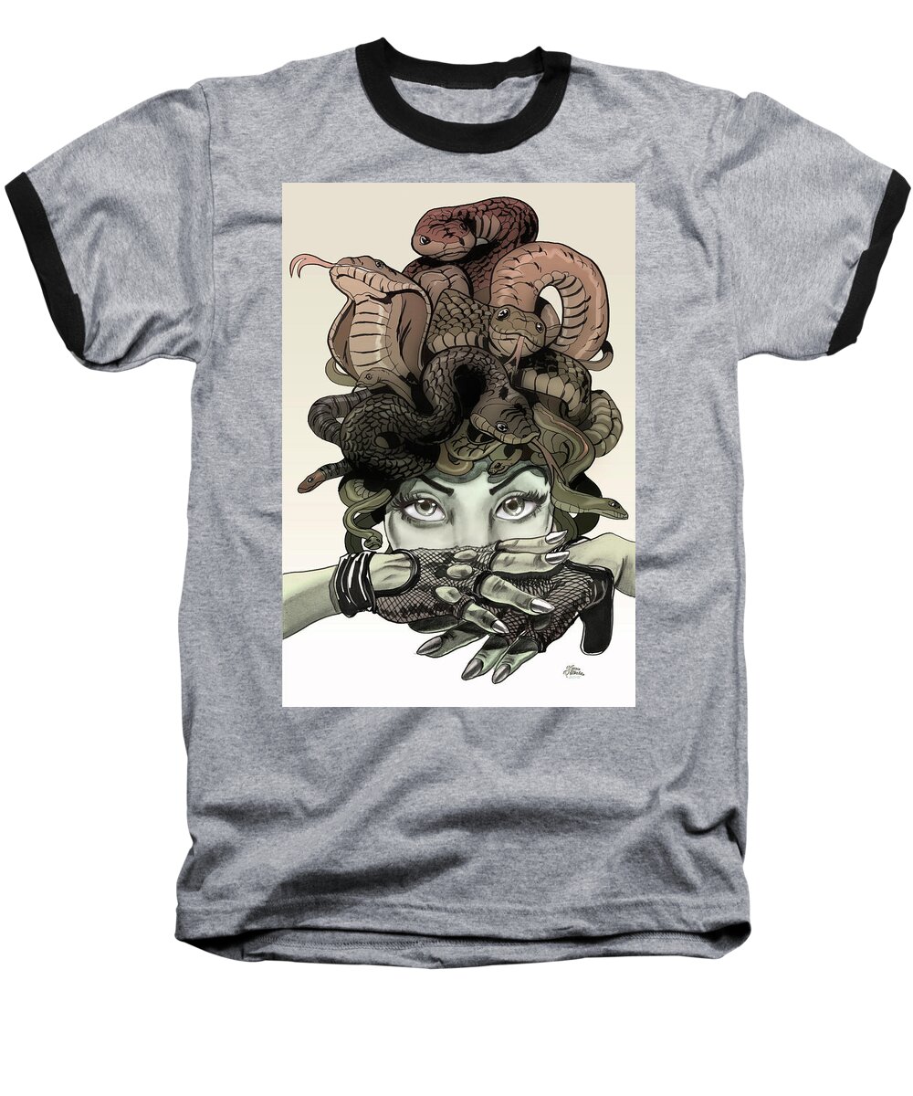 Medusa Baseball T-Shirt featuring the digital art Medusa by Kynn Peterkin