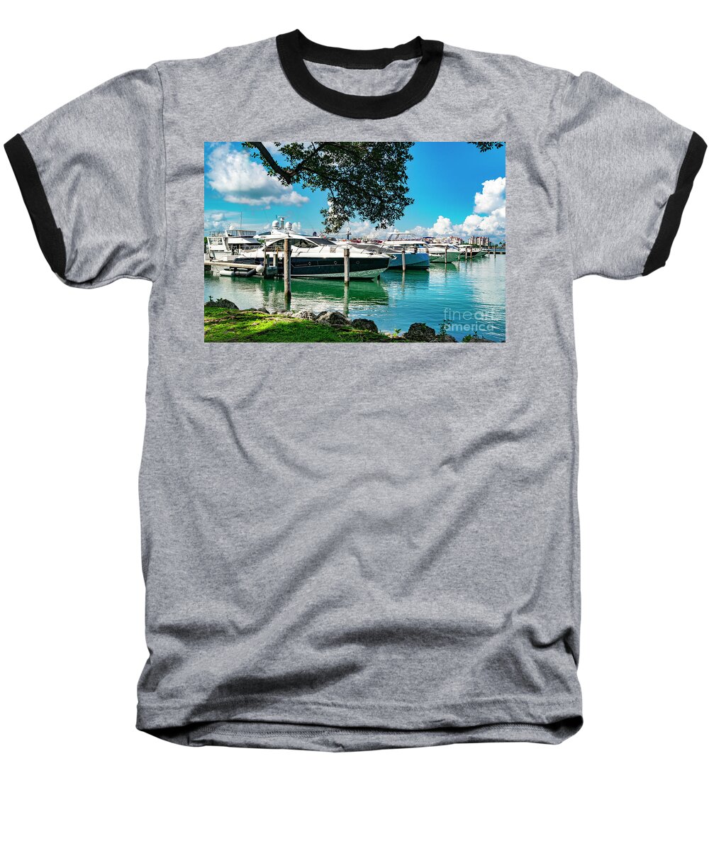 Luxury Yacht Baseball T-Shirt featuring the photograph Miami beach Marina Series 0819106 by Carlos Diaz