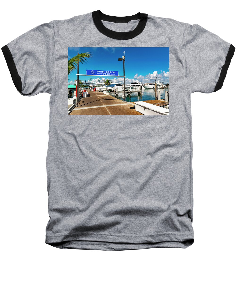 Miami Beach Marina Baseball T-Shirt featuring the photograph Miami Beach Marina 081904 by Carlos Diaz