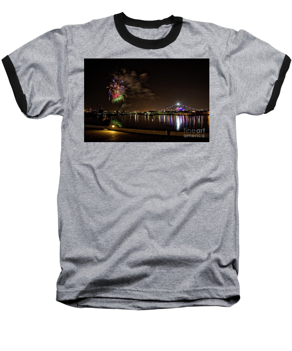 Fireworks Baseball T-Shirt featuring the photograph Midway Fireworks by Ken Johnson