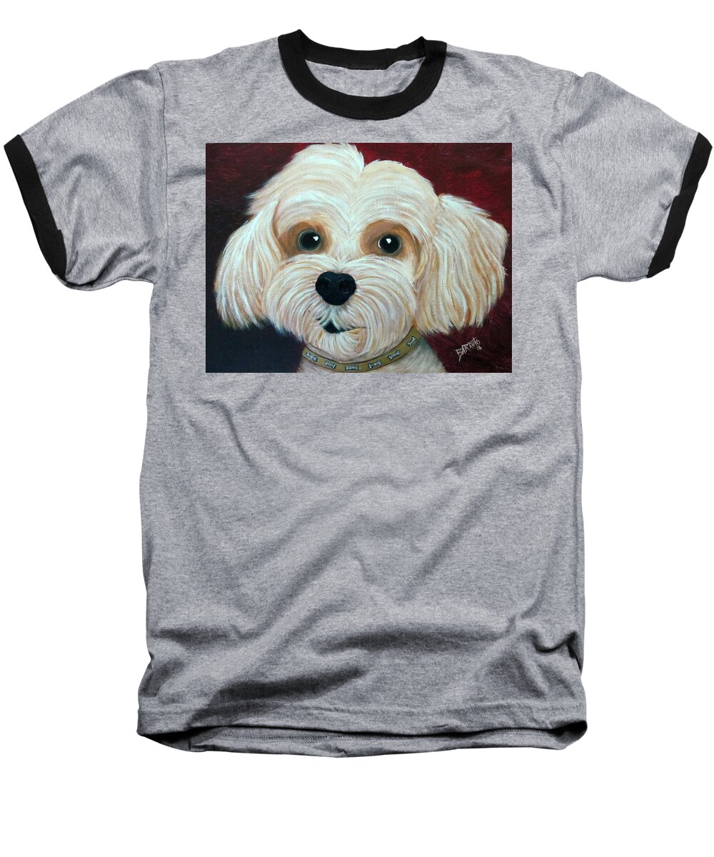 Dog Baseball T-Shirt featuring the painting Miko by Gloria E Barreto-Rodriguez