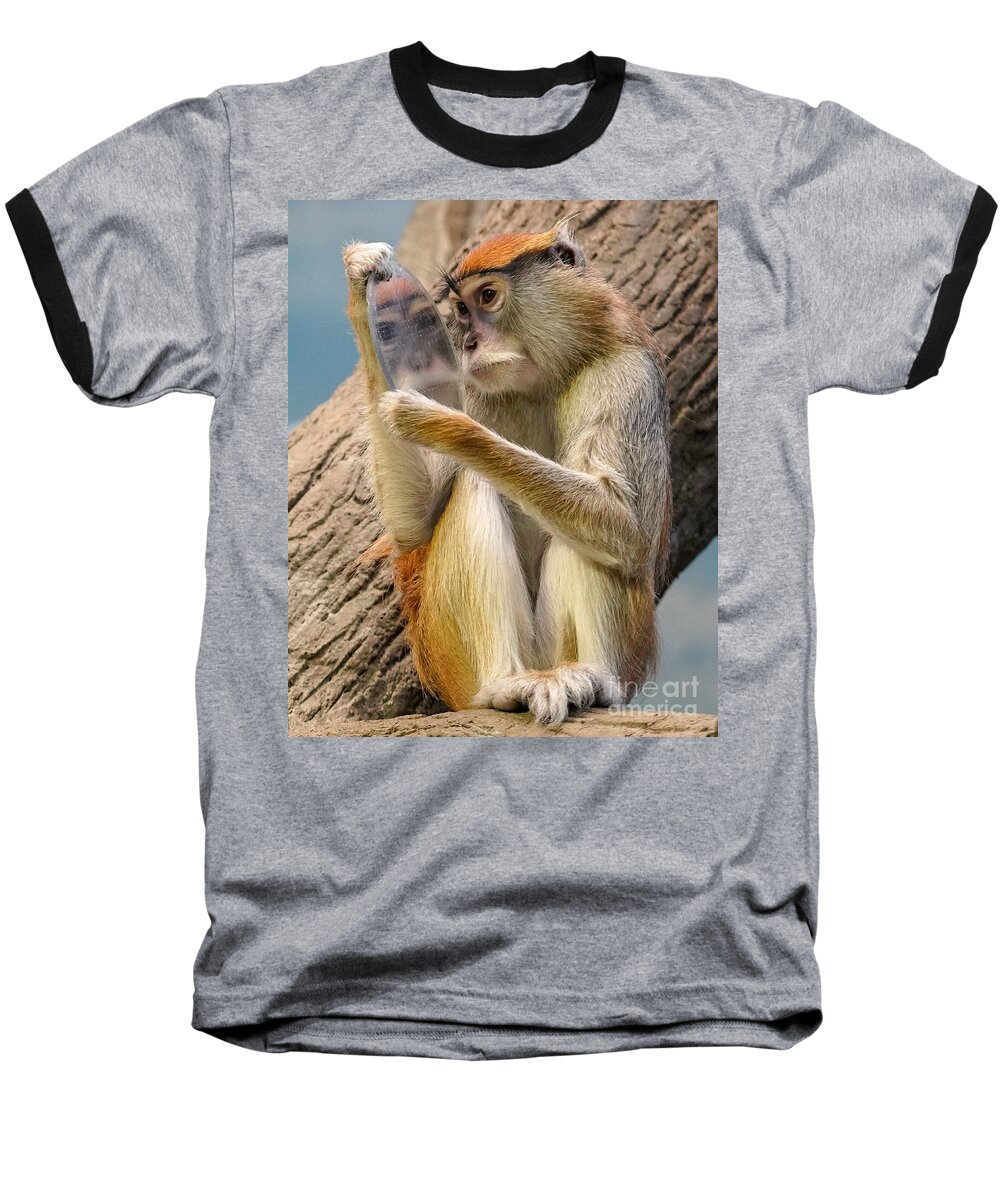 Monkey Baseball T-Shirt featuring the photograph Mirror Selfie by Susan Rydberg
