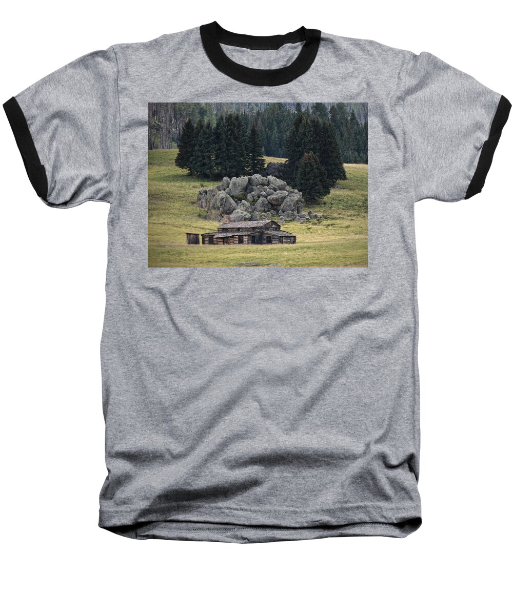 Log Cabin Baseball T-Shirt featuring the photograph Ranch House by Bob Geary