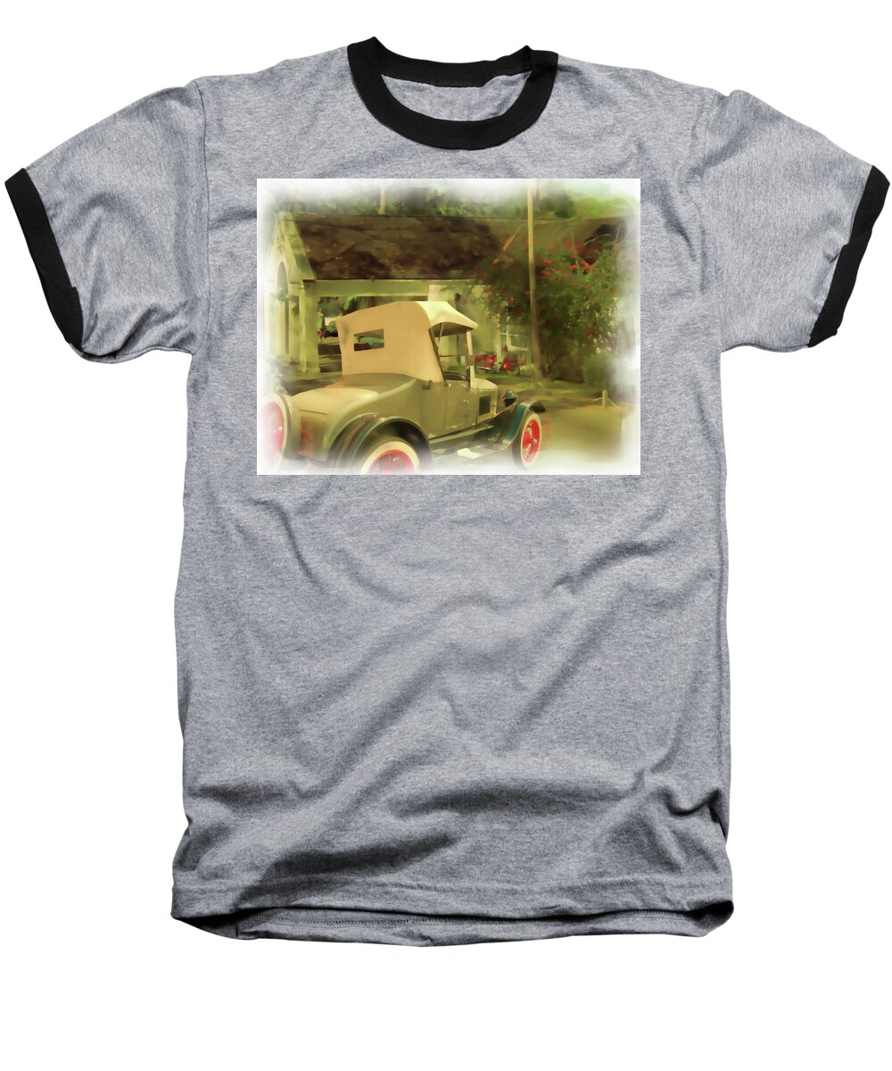 Vintage Baseball T-Shirt featuring the digital art Model T in Barbados by Tristan Armstrong