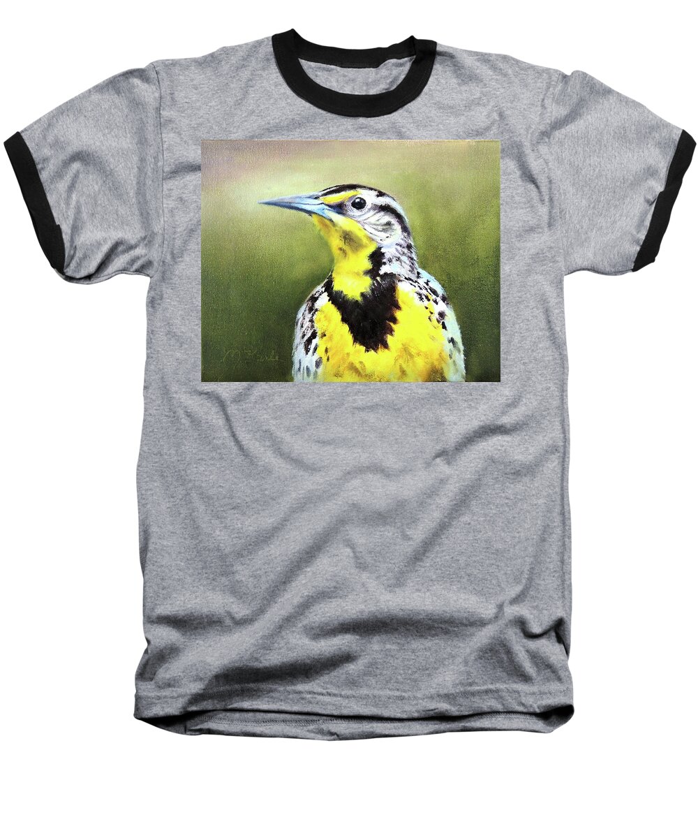 Bird Baseball T-Shirt featuring the painting Montana Meadowlark by Marsha Karle