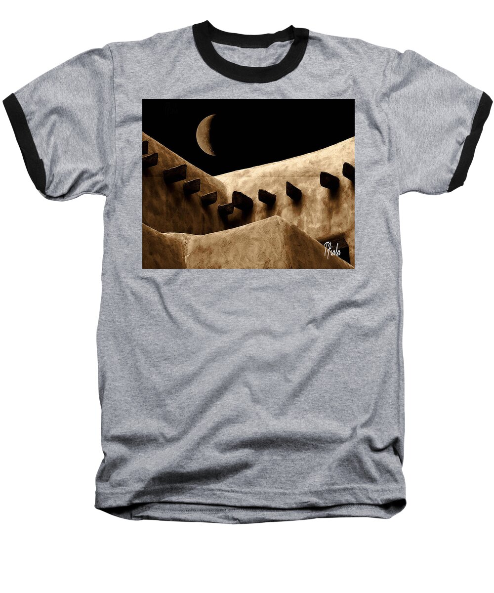 Moon Baseball T-Shirt featuring the photograph Moon over Santa Fe by Terry Fiala