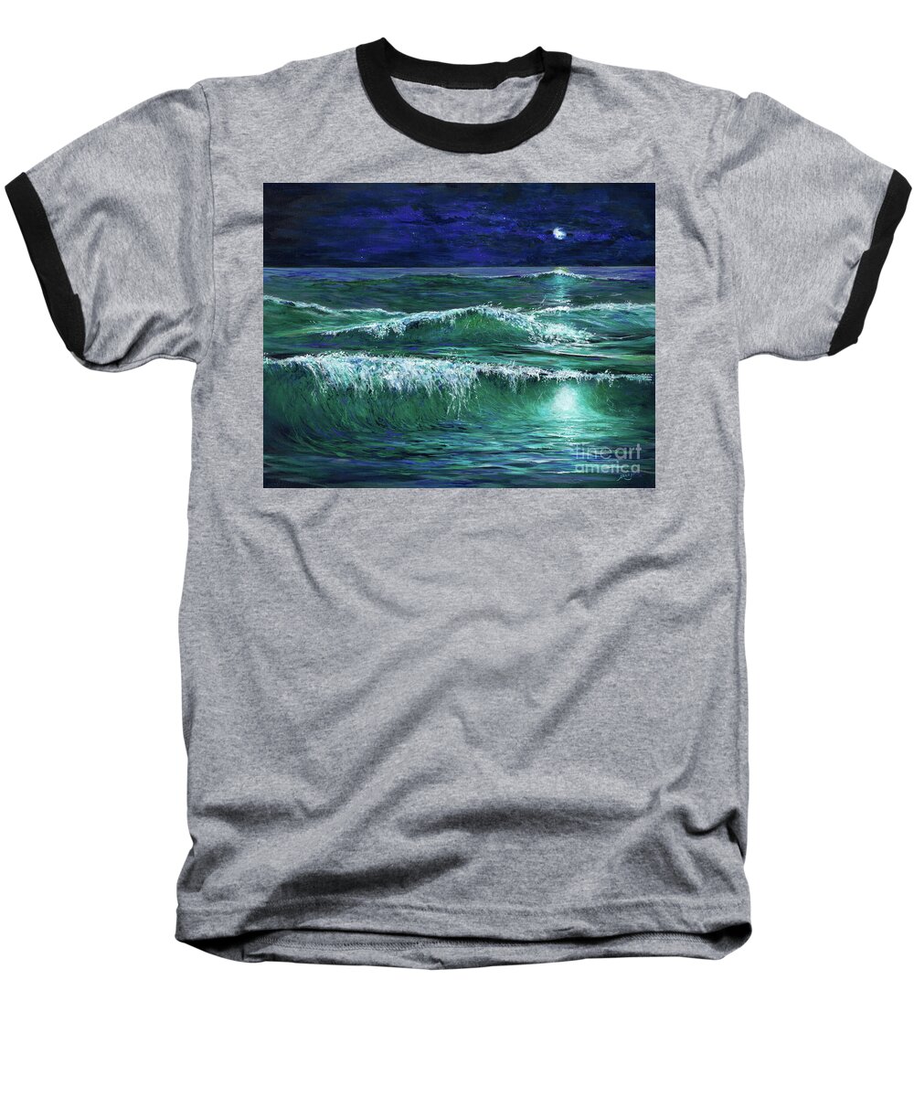 Navigation Baseball T-Shirt featuring the painting MoonShine by AnnaJo Vahle