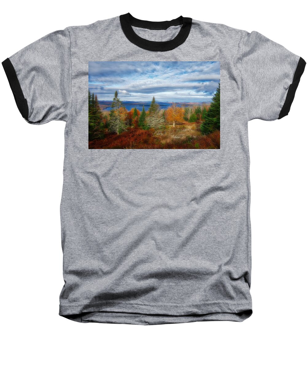 Moose Baseball T-Shirt featuring the photograph Mooselookmeguntic Lake Fall Colors by Russel Considine