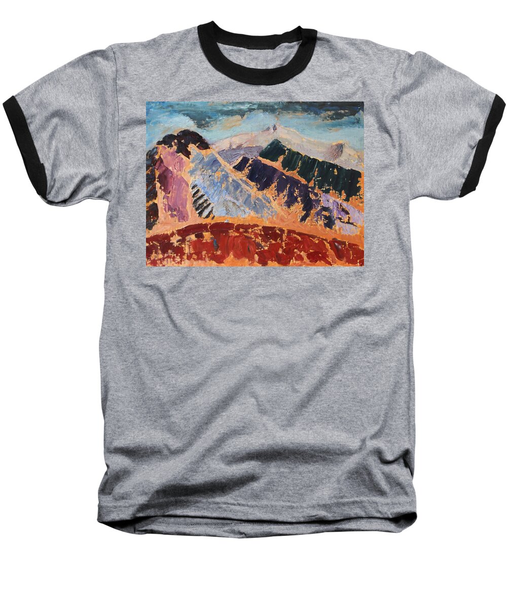 Pyrenees Baseball T-Shirt featuring the painting Mosaic Canigou by Vera Smith