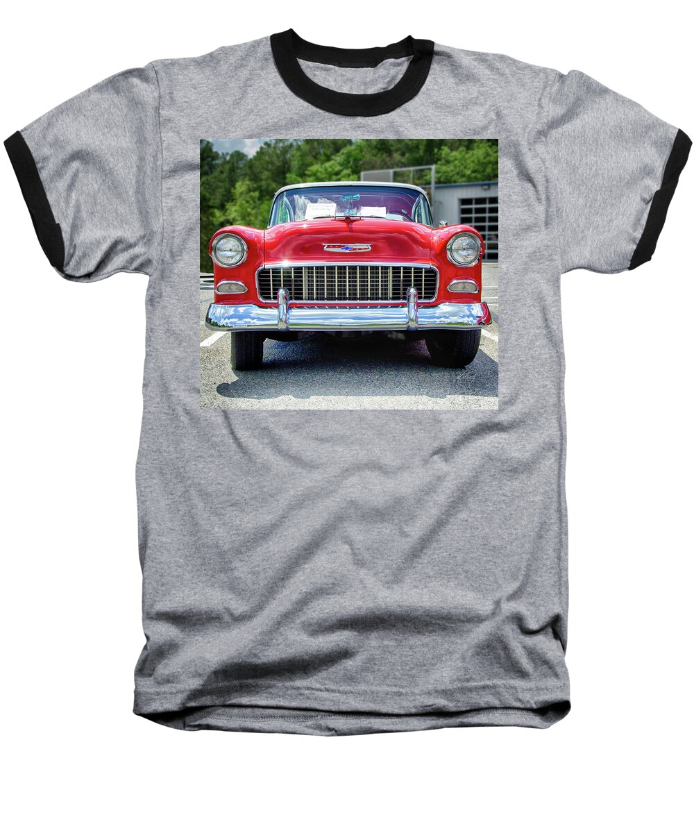 Chevy Baseball T-Shirt featuring the photograph My-oh-My a 55 by Michael Frank