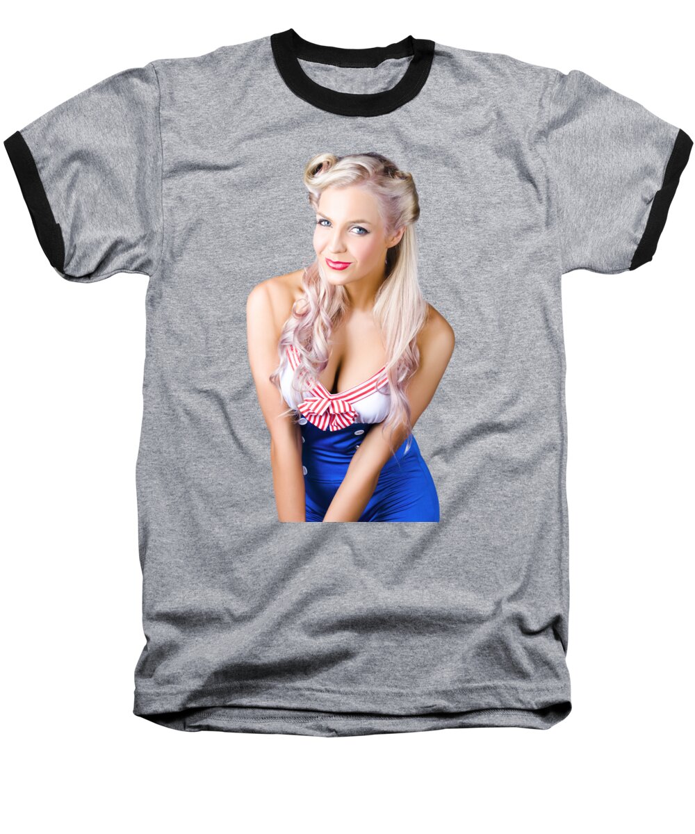 Sailor Baseball T-Shirt featuring the photograph Navy pinup woman by Jorgo Photography