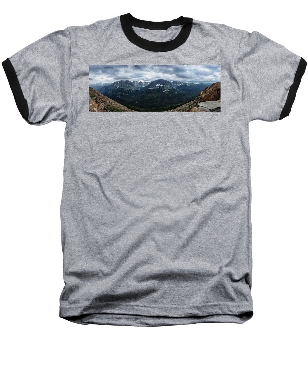 Clouds Baseball T-Shirt featuring the photograph Never Summer Mountains Panorama by Andy Konieczny