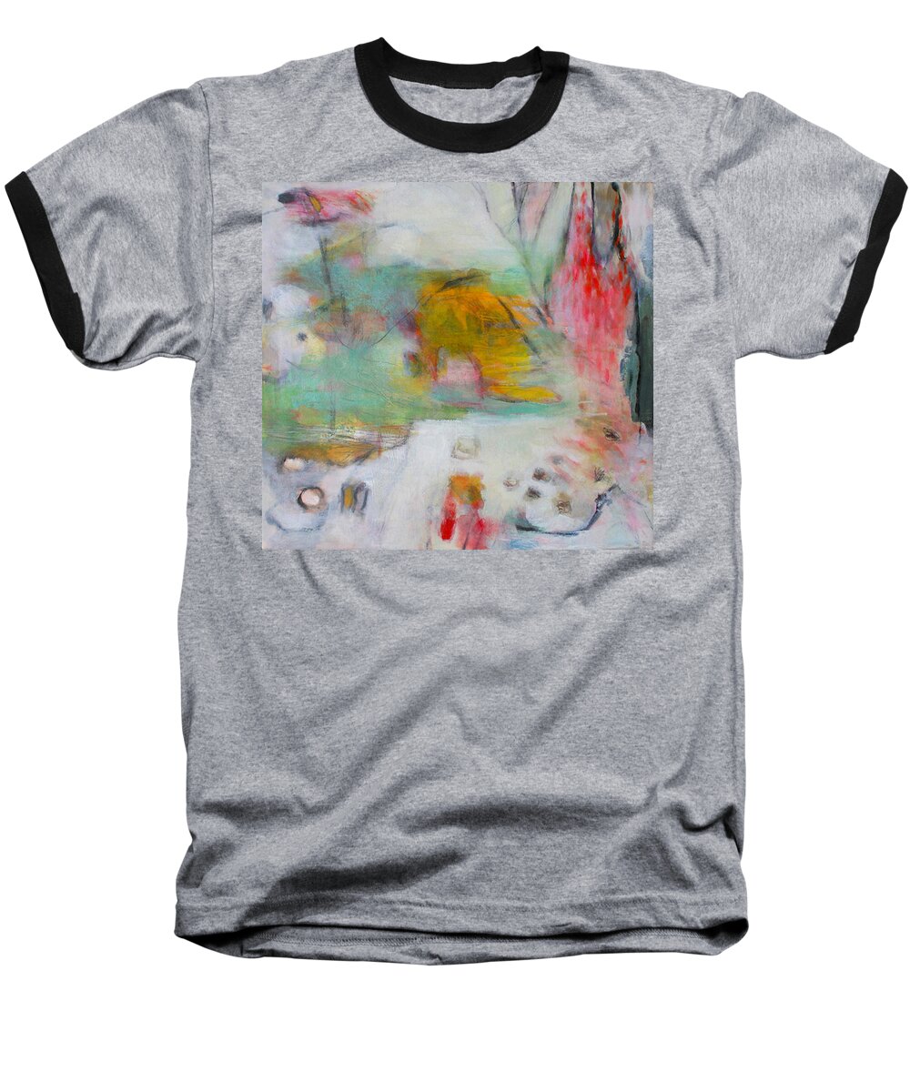 Abstract Baseball T-Shirt featuring the painting Off the Grid by Janet Zoya