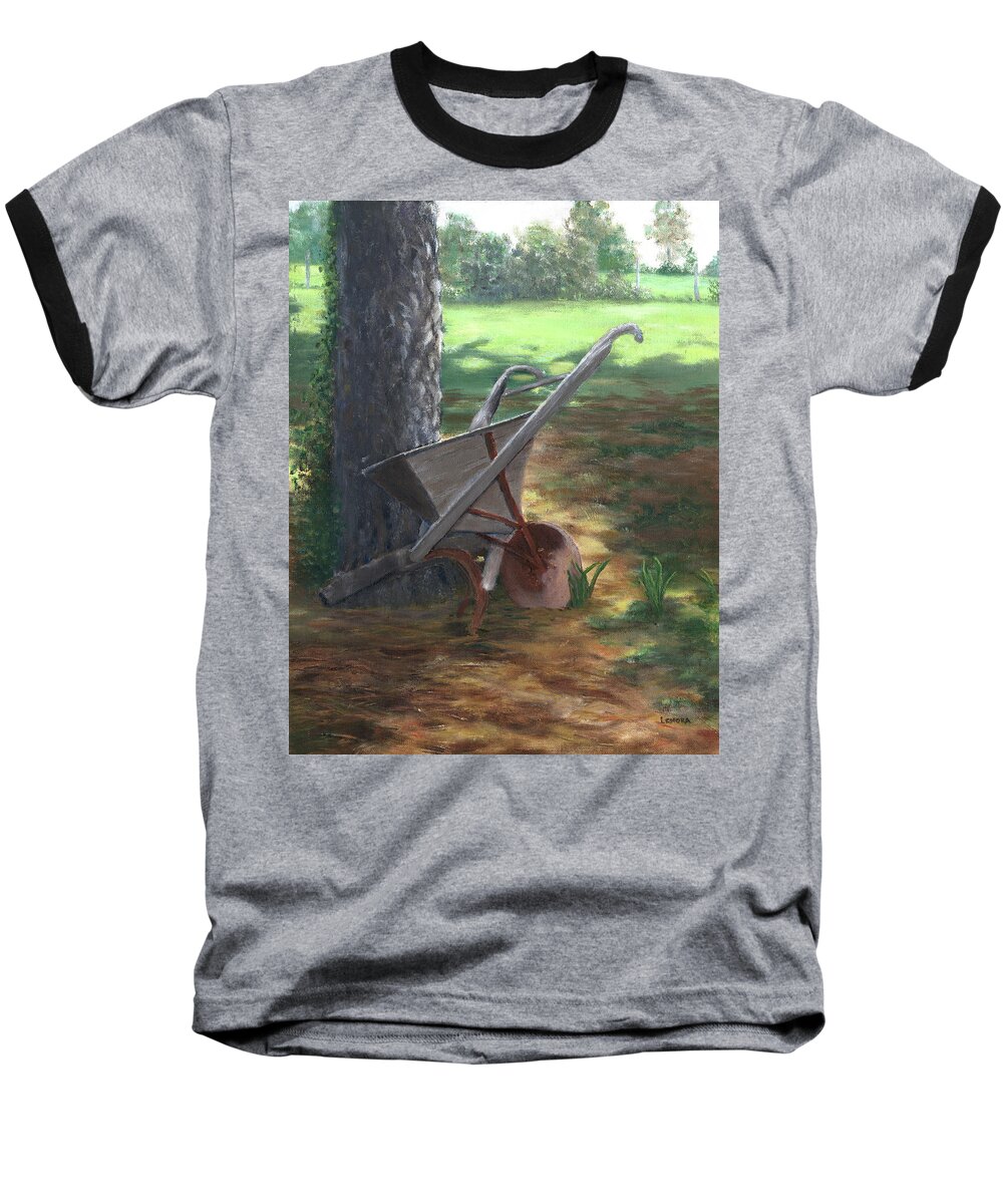 Seeder Baseball T-Shirt featuring the painting Old Farm Seeder, Louisiana by Lenora De Lude
