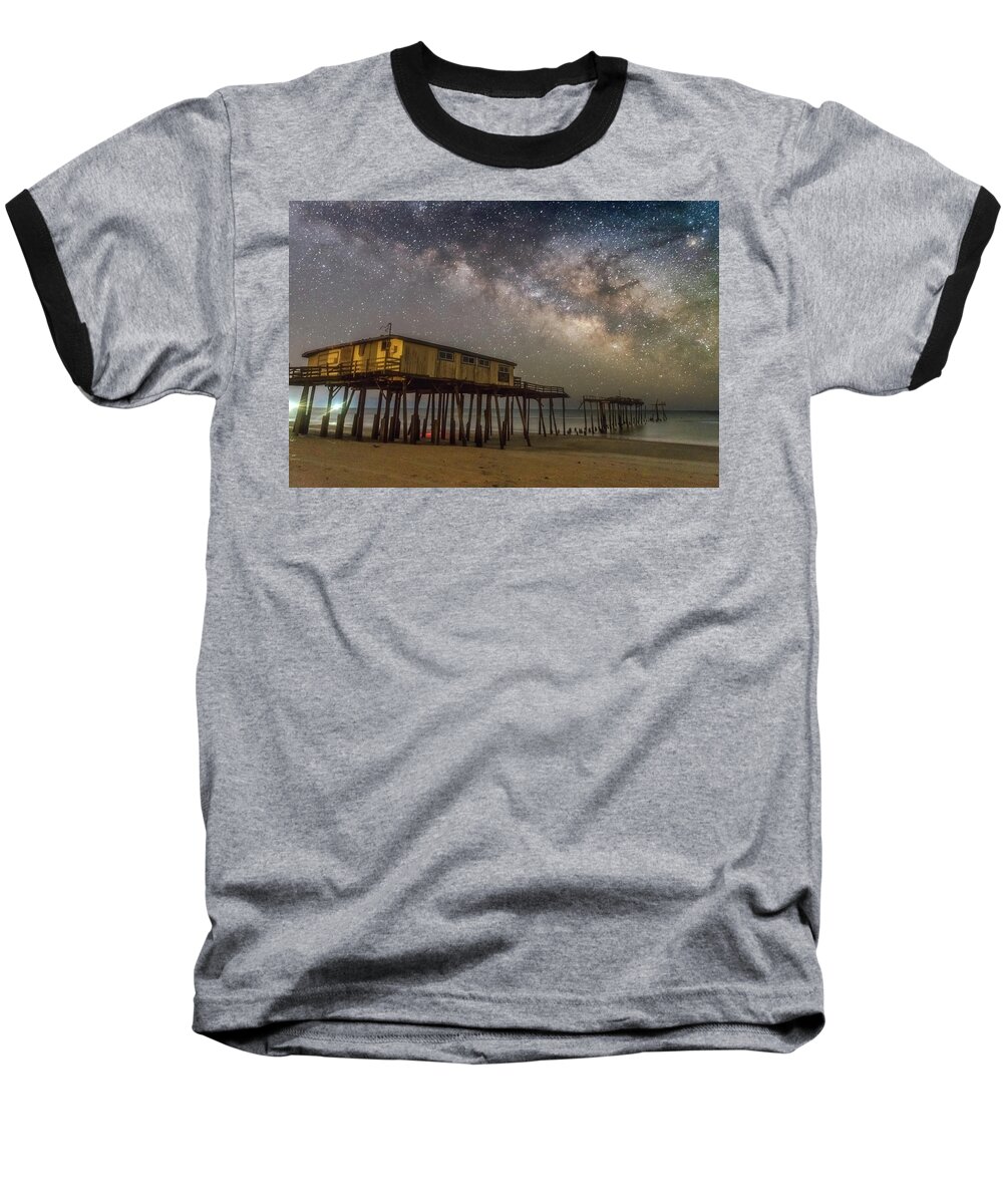 Milky Way Baseball T-Shirt featuring the photograph Old Frisco Pier by Russell Pugh