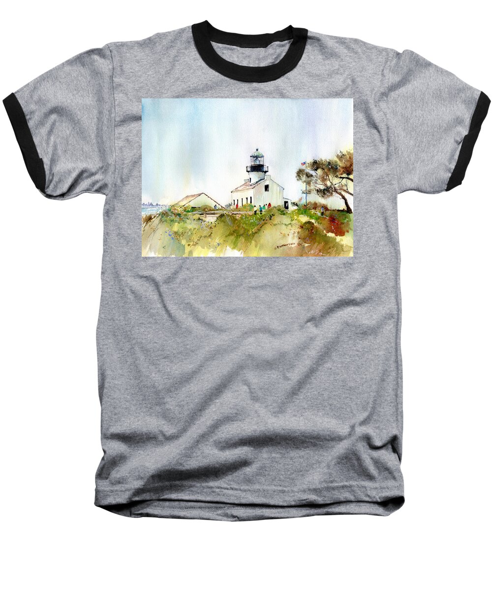 Visco Baseball T-Shirt featuring the painting Old Point Loma Light by P Anthony Visco