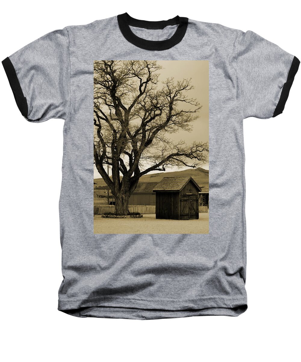 Old Shed Baseball T-Shirt featuring the photograph Old Shanty in Sepia by Colleen Cornelius