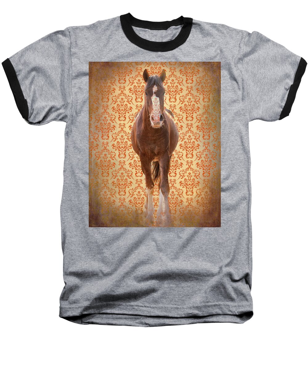 Wild Horses Baseball T-Shirt featuring the photograph On his way by Mary Hone