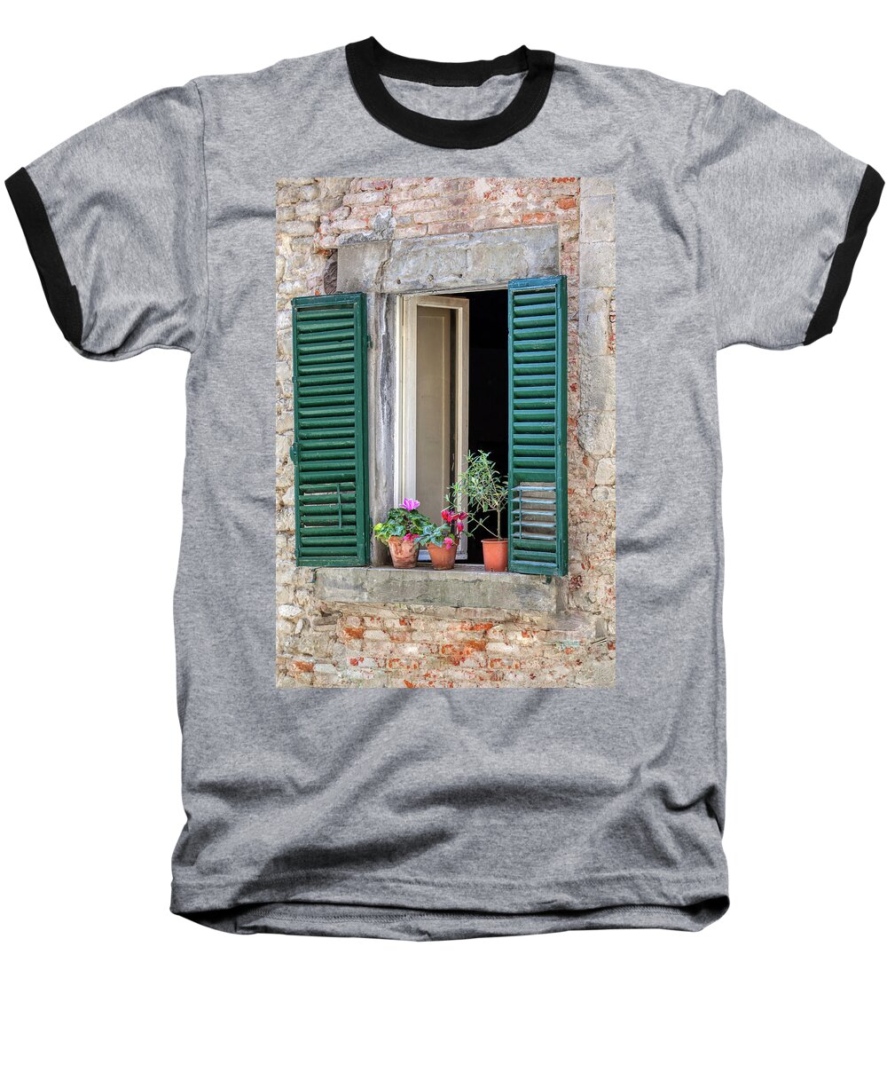 Window Baseball T-Shirt featuring the photograph Open Window of Tuscany by David Letts