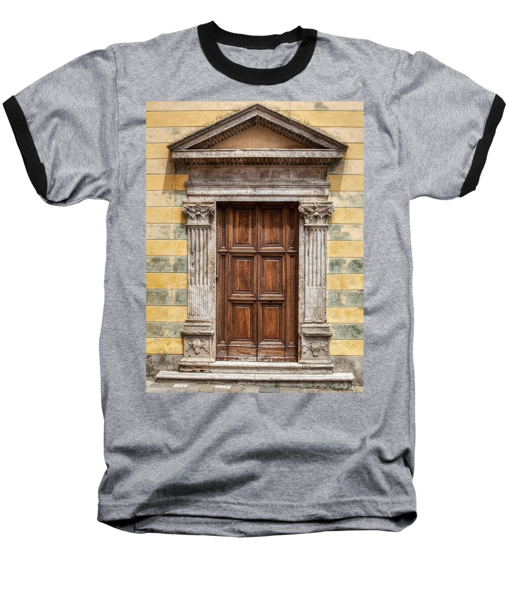 Door Baseball T-Shirt featuring the photograph Ornate Door of Tuscany by David Letts