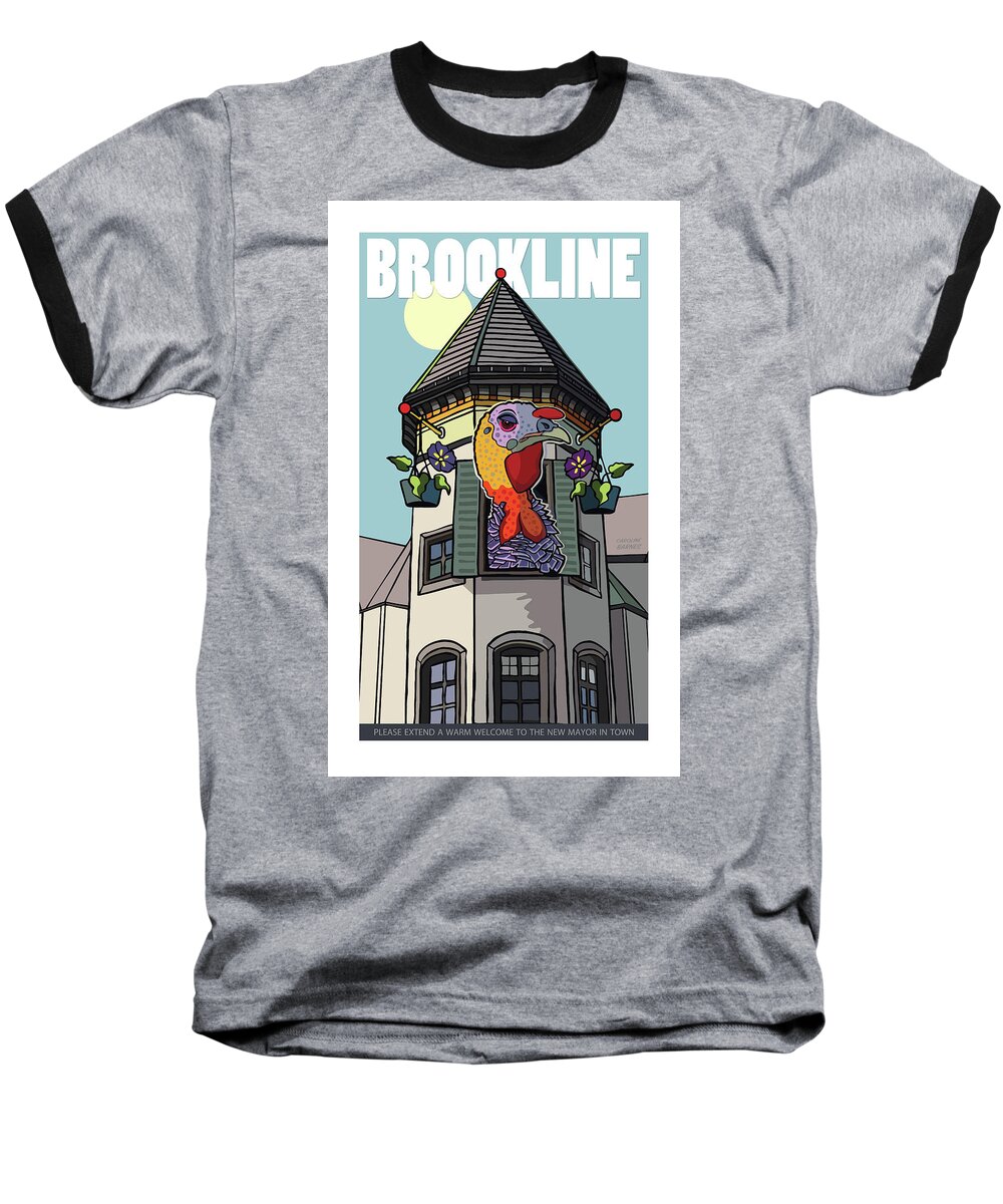 Brookline Baseball T-Shirt featuring the digital art Our Mayor by Caroline Barnes