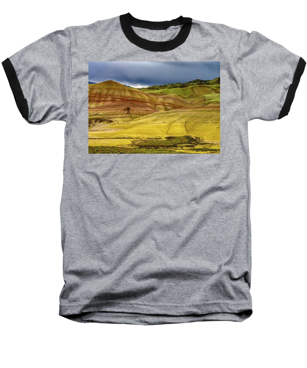 Jean Noren Baseball T-Shirt featuring the photograph Painted Hills Vista by Jean Noren