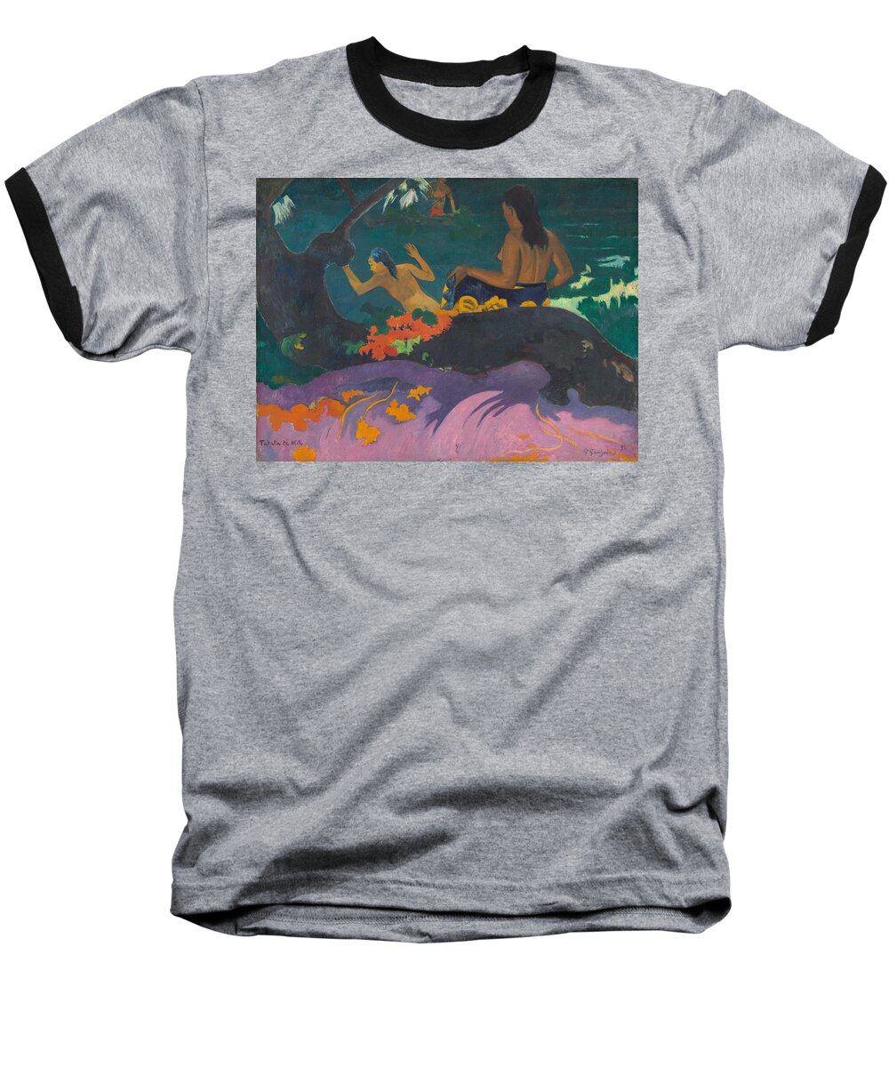 Painting Baseball T-Shirt featuring the painting Paul Gauguin Fatata te miti / By the Sea. Date/Period 1892. Painting. Oil on canvas. by Paul Gauguin