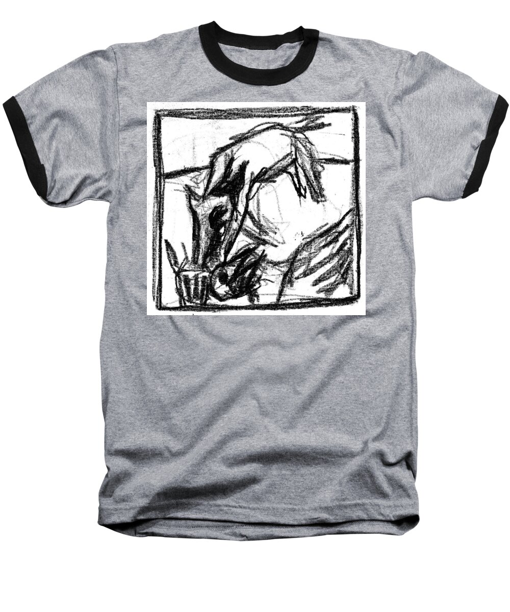 Canine Baseball T-Shirt featuring the digital art Pencil Squares Black Canine f by Edgeworth Johnstone
