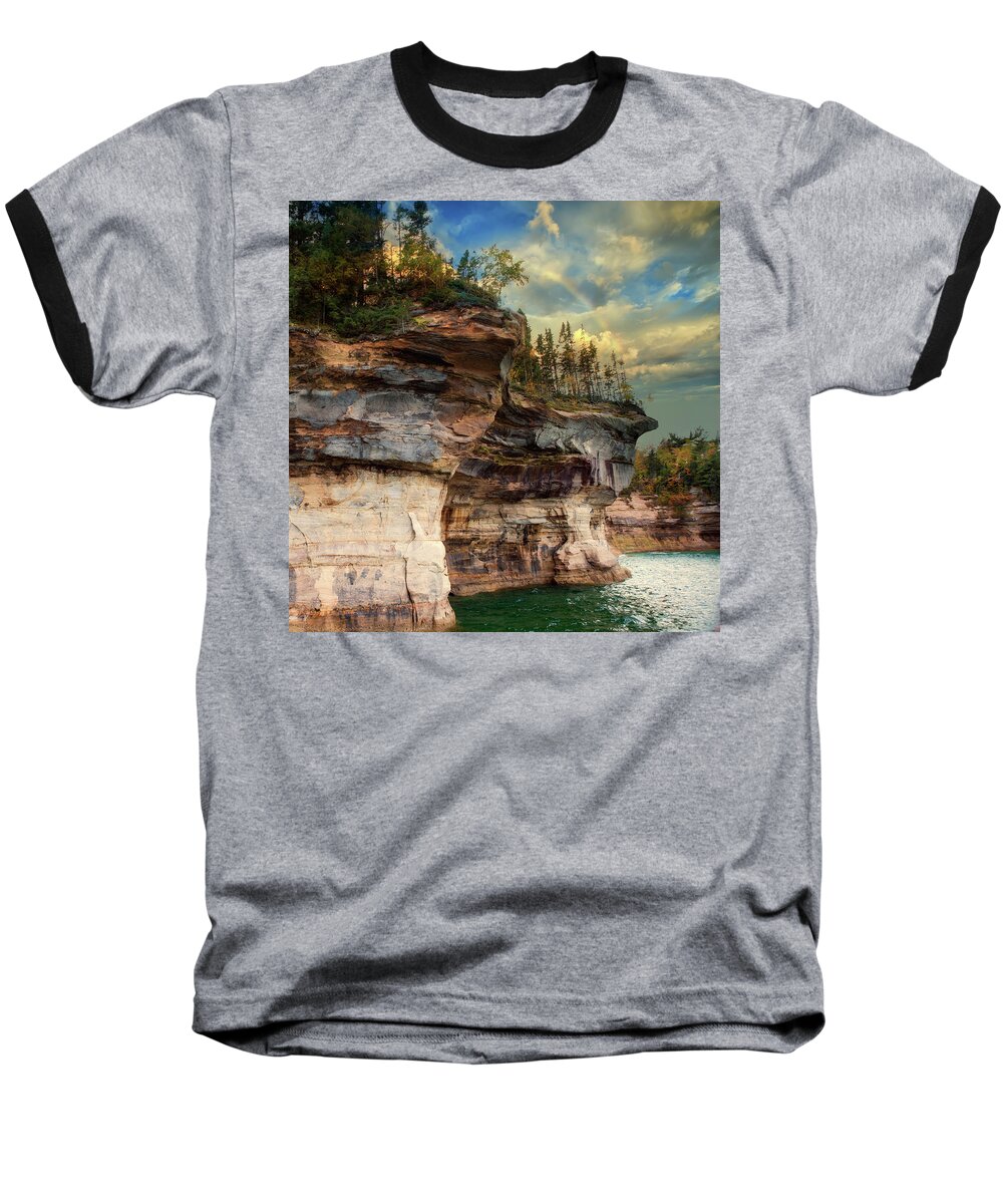 Evie Baseball T-Shirt featuring the photograph Pictured Rocks Michigan by Evie Carrier