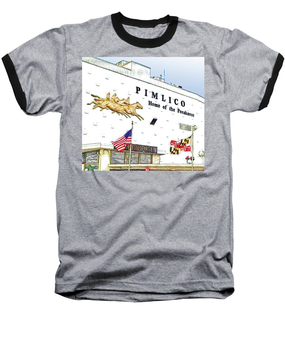 Pimlico. Preakness Stakes Baseball T-Shirt featuring the digital art Pimlico by CAC Graphics