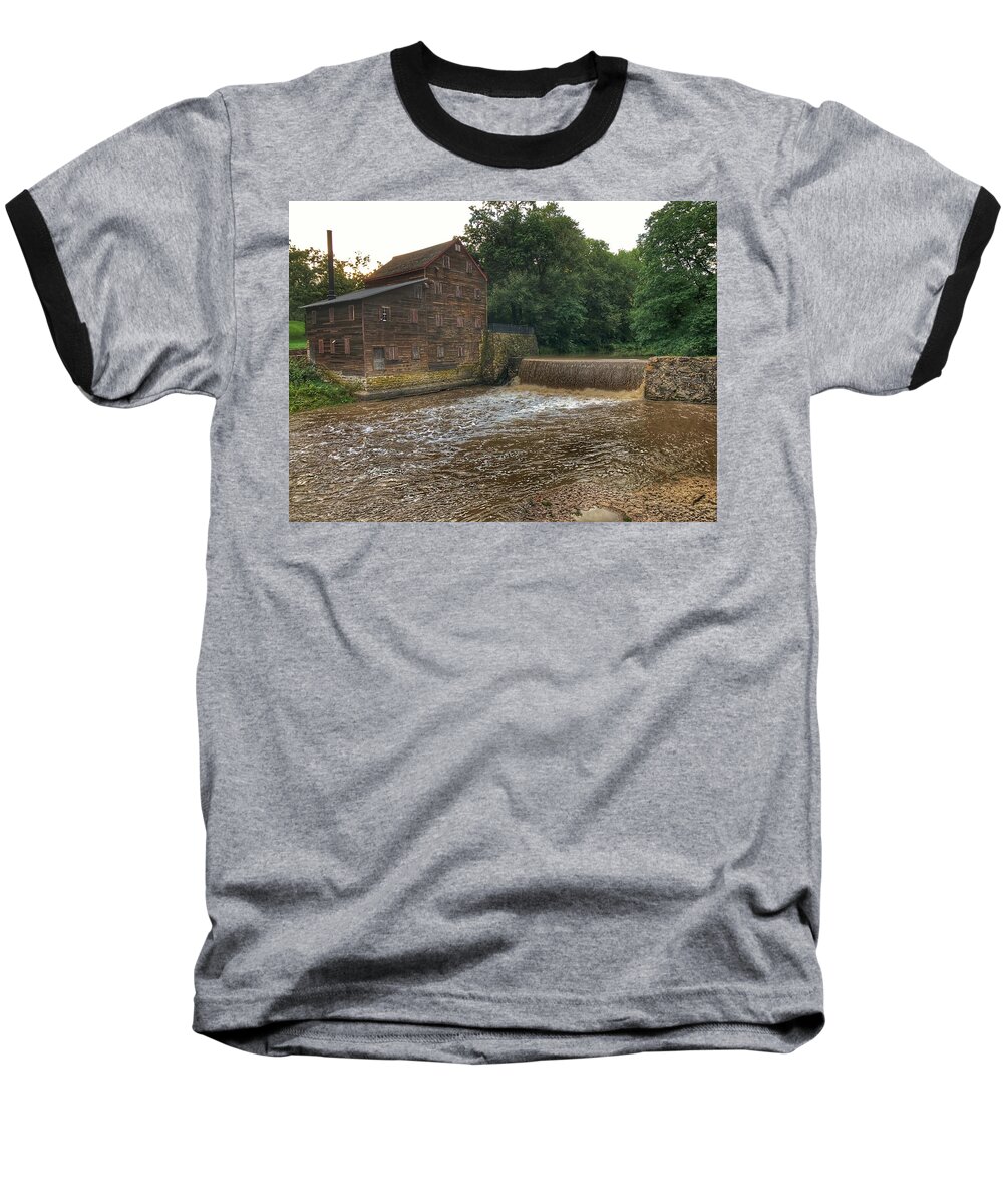 Settlers Baseball T-Shirt featuring the photograph Pine Creek Grist Mill by Jame Hayes