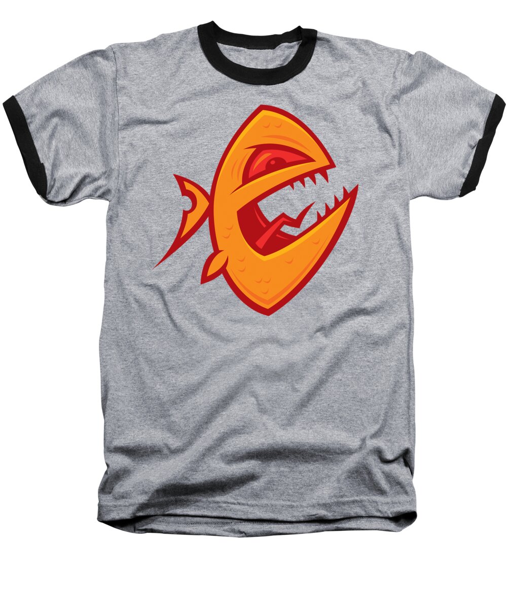 Fish Baseball T-Shirt featuring the digital art Piranha by John Schwegel