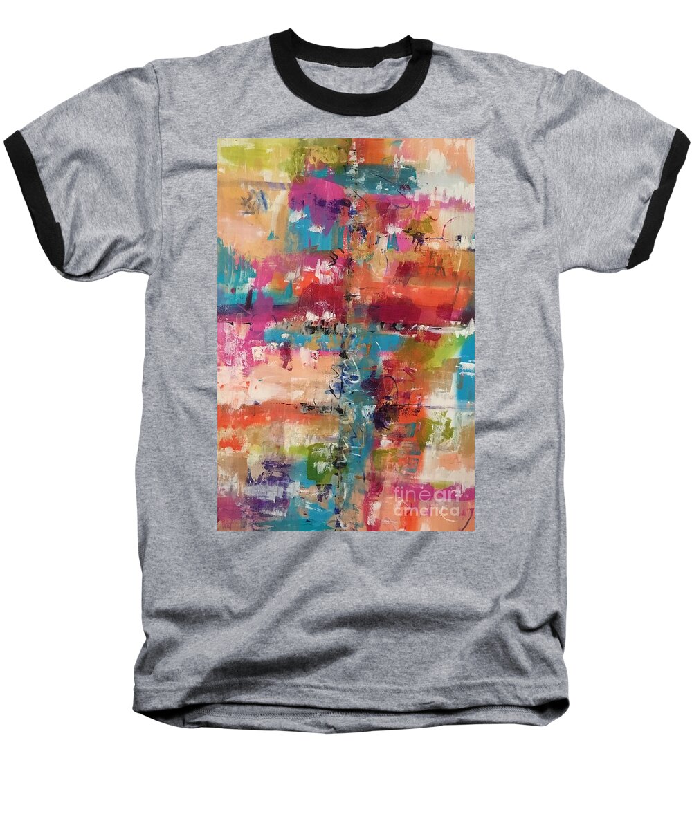 Abstract Painting Art Baseball T-Shirt featuring the painting Abstract V Art Print by Crystal Stagg