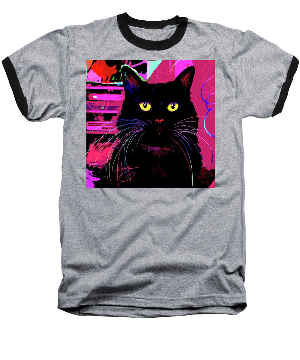 Morticia Baseball T-Shirt featuring the painting pOpCat Morticia by DC Langer