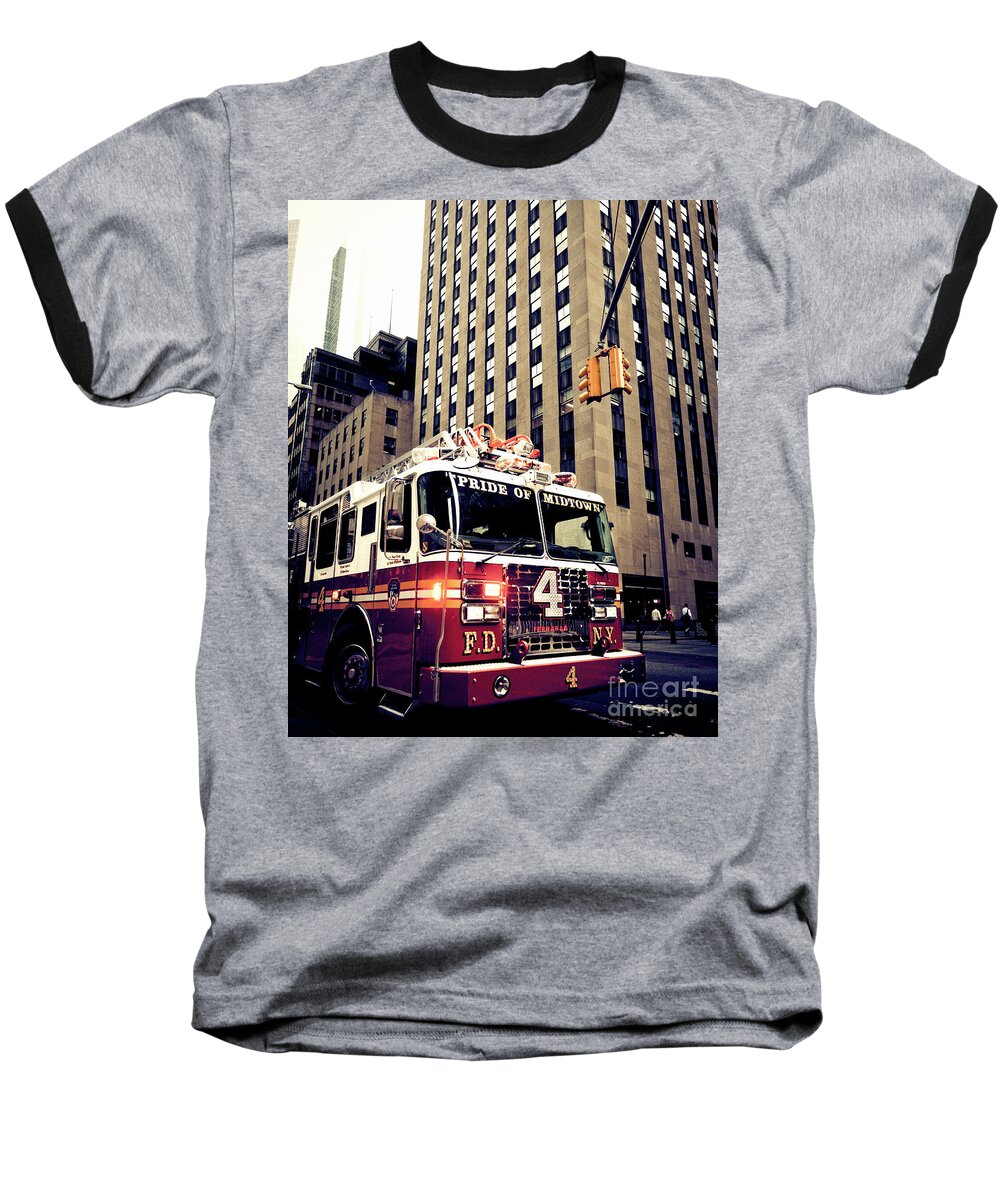 Fire Department Baseball T-Shirt featuring the photograph Pride of Midtown by RicharD Murphy