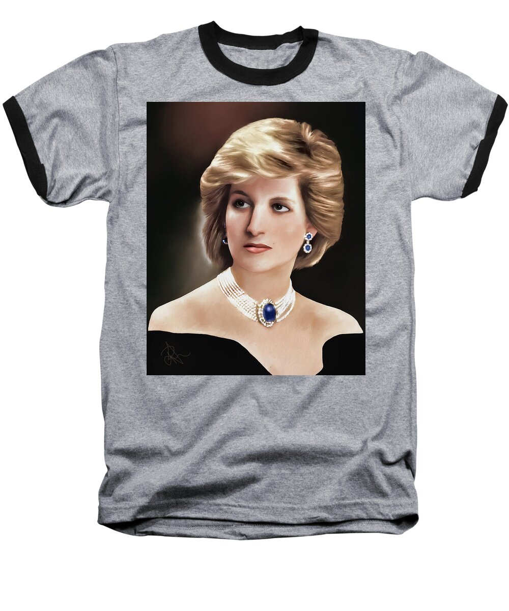 Princess Baseball T-Shirt featuring the digital art Princess Diana by Pennie McCracken