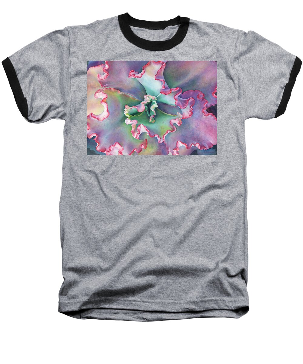 Succulent Baseball T-Shirt featuring the painting Princess Lace by Sandy Haight