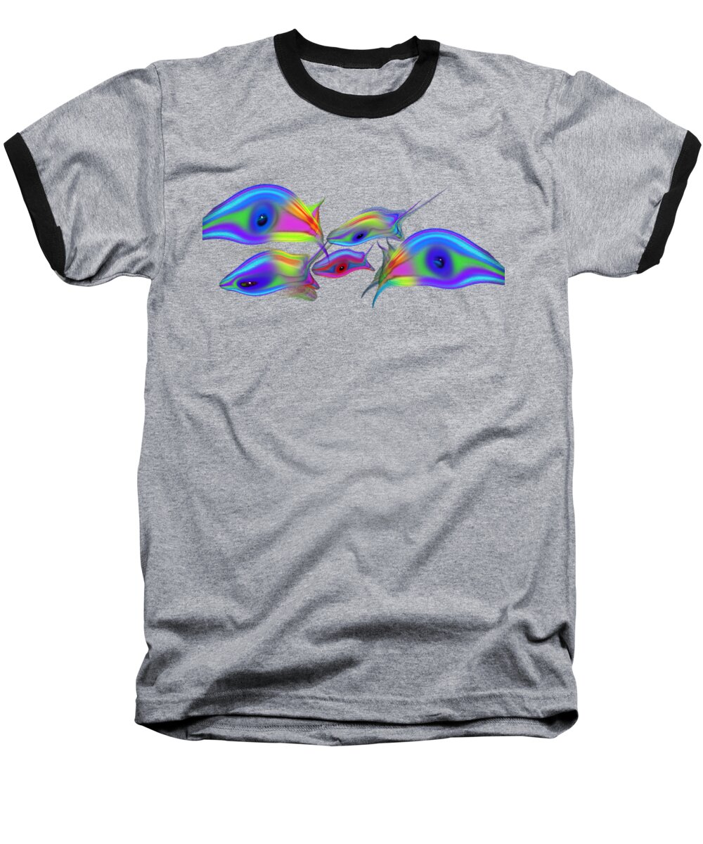 Rainbow Fish Baseball T-Shirt featuring the digital art Rainbow Blue Fish by Charles Stuart