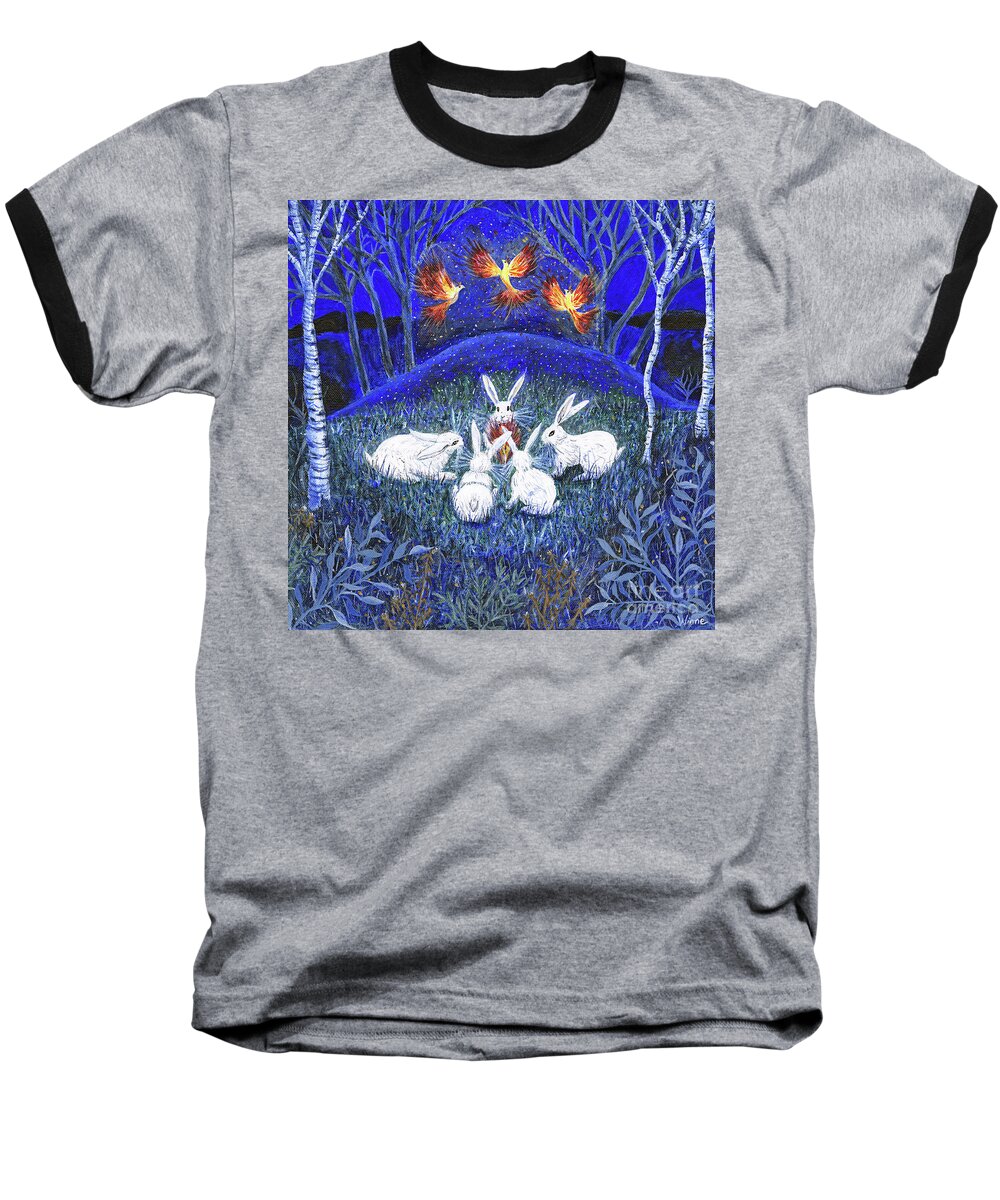 Firebirds Baseball T-Shirt featuring the painting Rebirth of the Firebirds by Lise Winne