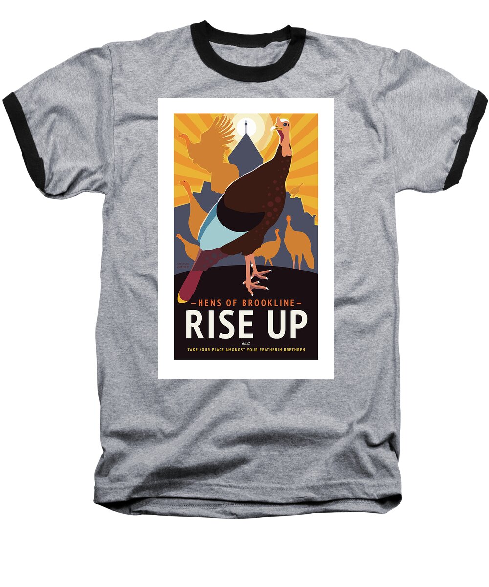 Brookline Turkeys Baseball T-Shirt featuring the digital art Rise Up by Caroline Barnes