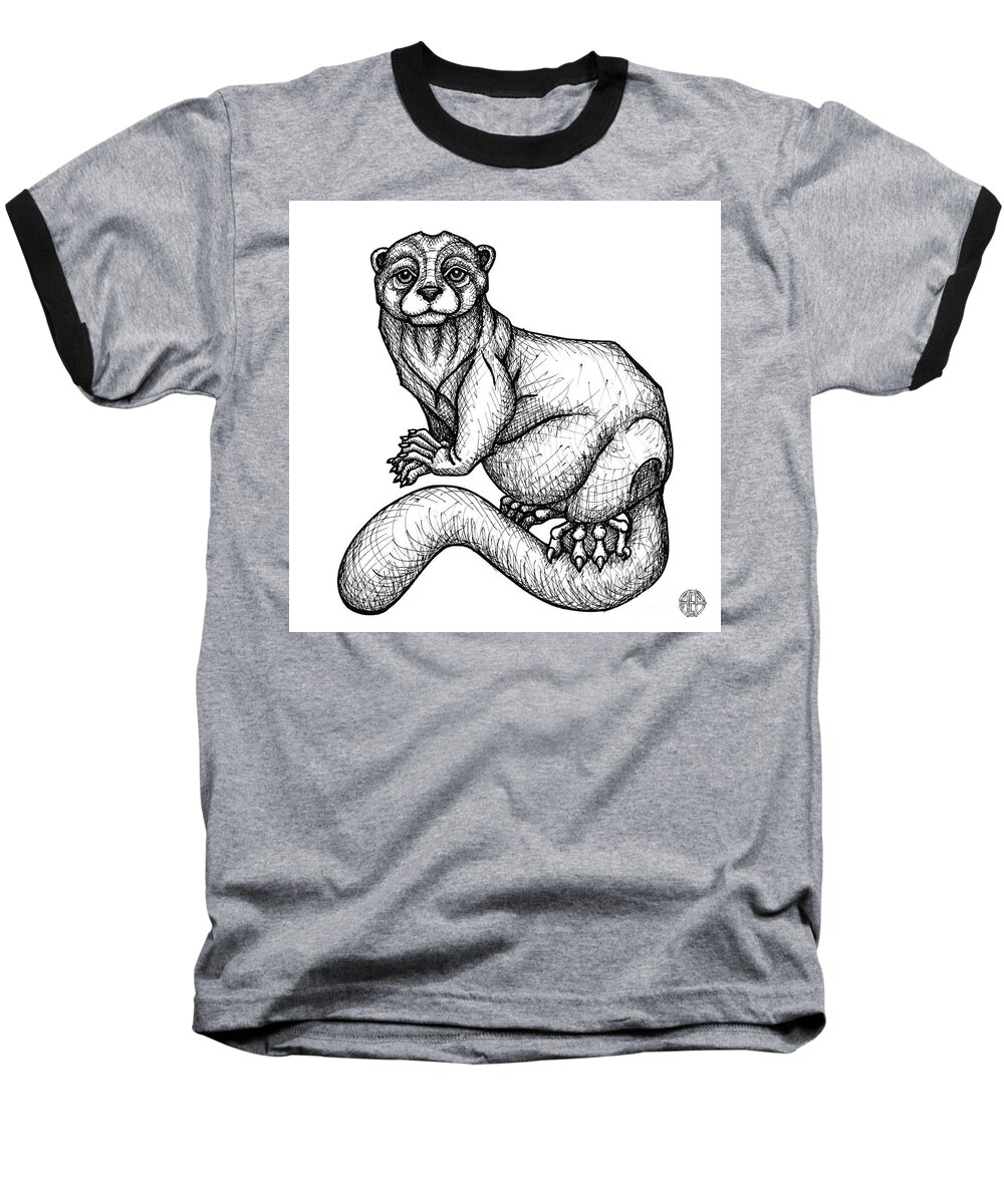 Animal Portrait Baseball T-Shirt featuring the drawing River Otter by Amy E Fraser
