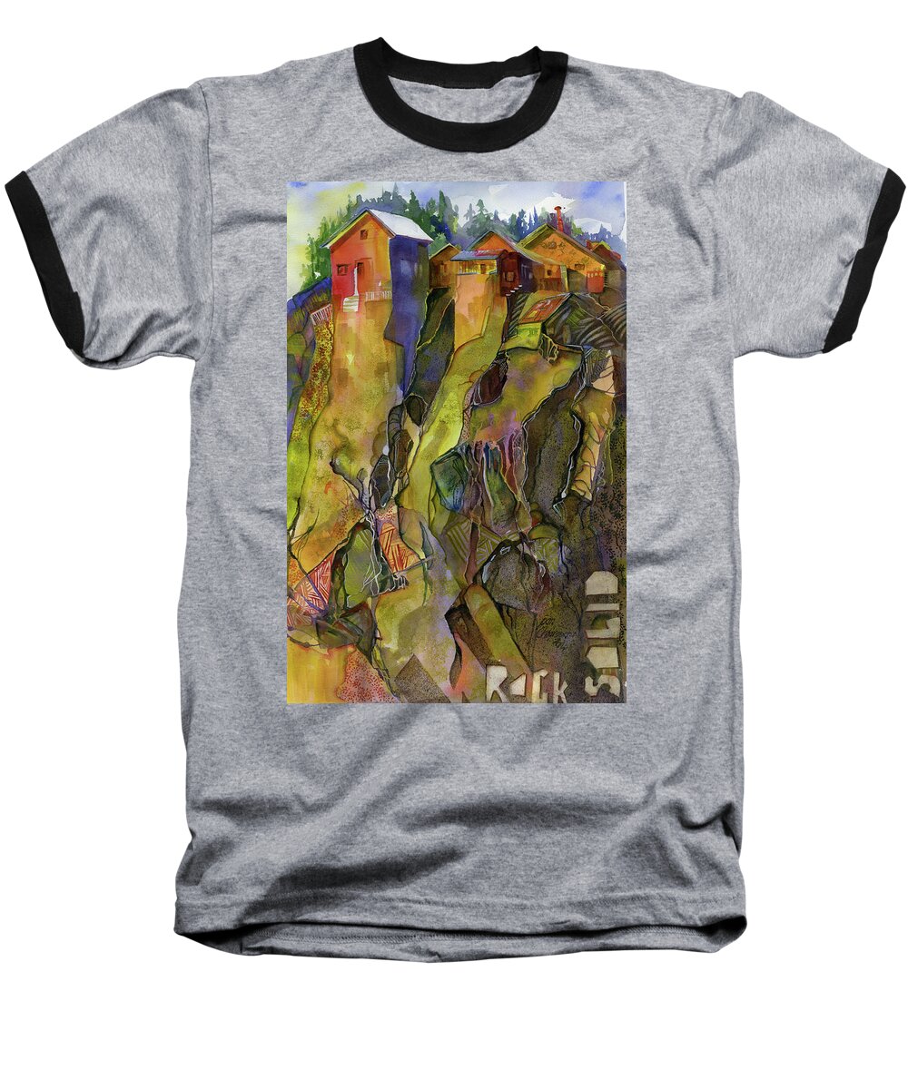 Semi Abstract Baseball T-Shirt featuring the painting Rock Solid by Joan Chlarson