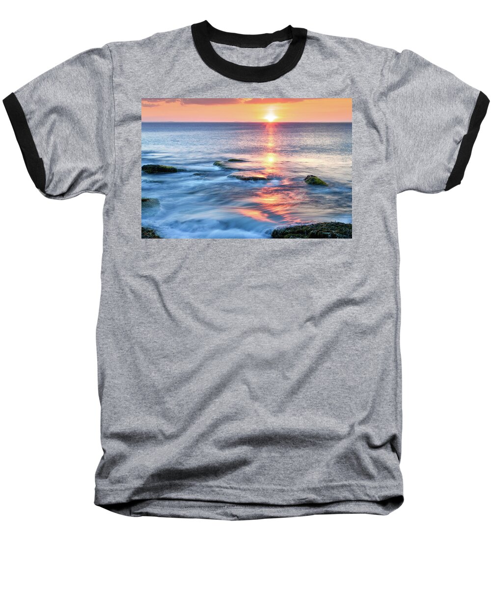 Rockport Pastel Sunset Baseball T-Shirt featuring the photograph Rockport Pastel Sunset MA. by Michael Hubley
