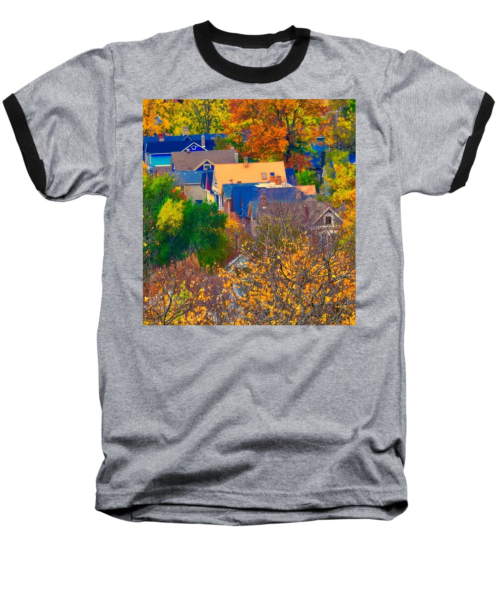  Baseball T-Shirt featuring the photograph Rooftops by Jack Wilson